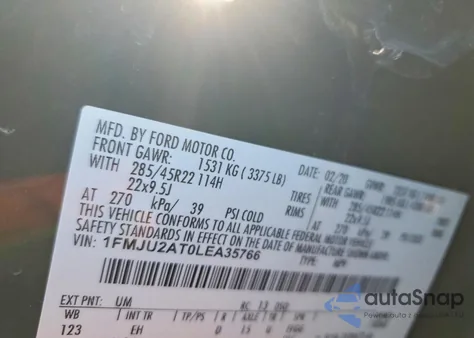 2020 Ford Expedition Limited from USA, damaged, VIN 1FMJU2AT0LEA35766